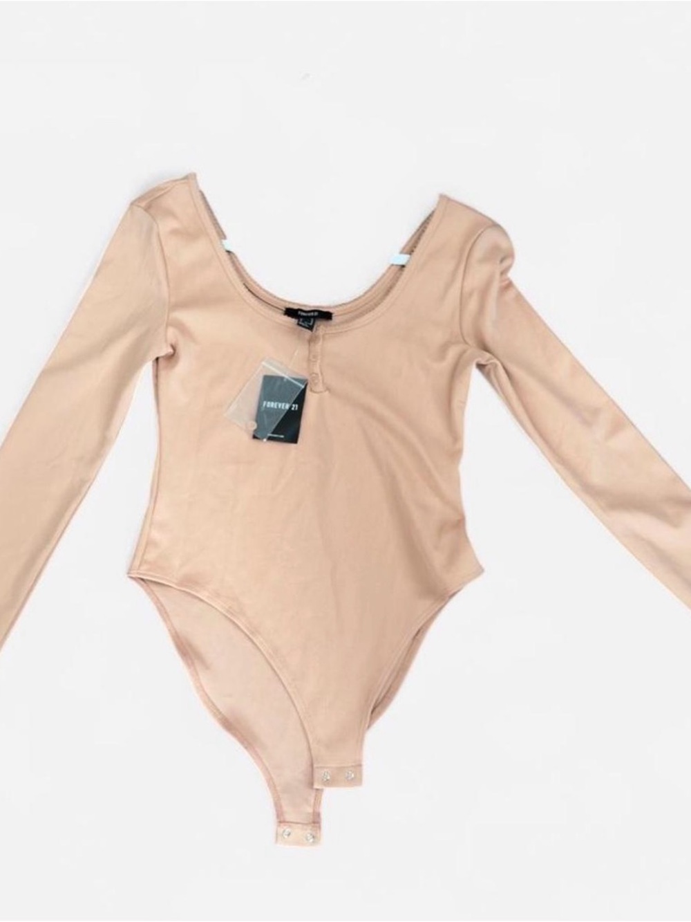 Forever 21 Blush Long Sleeve One-Piece Bodysuit
